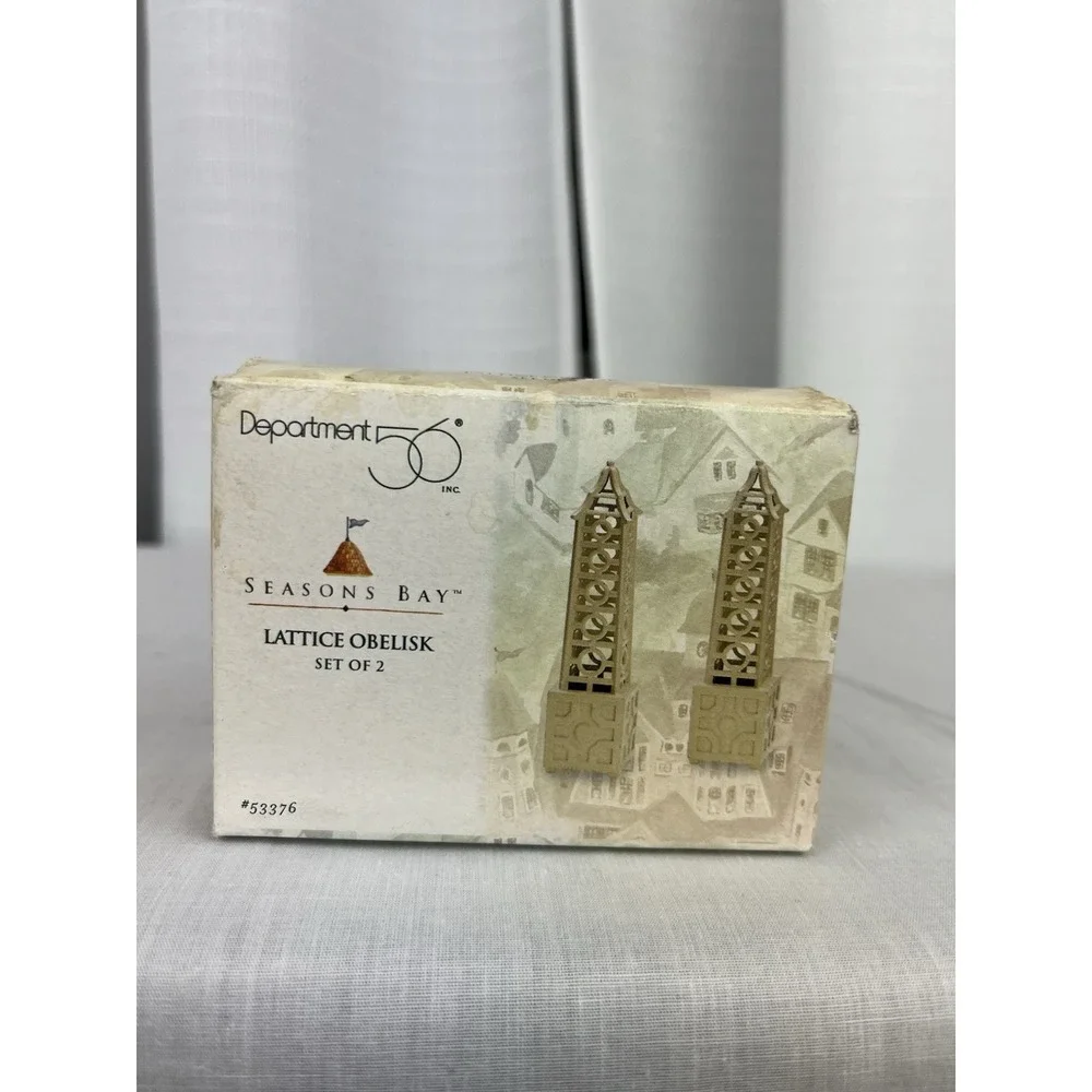 Department 56 Lattice Obelisk Set of Two 1998 Seasons Bay Accessories #53376